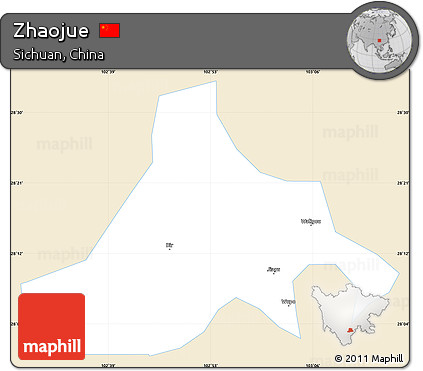 Classic Style Simple Map of Zhaojue, single color outside