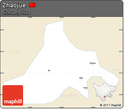 Classic Style Simple Map of Zhaojue, single color outside