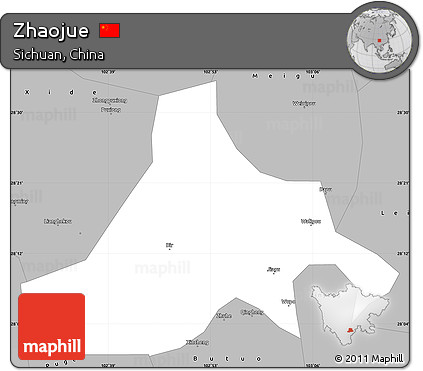Gray Simple Map of Zhaojue