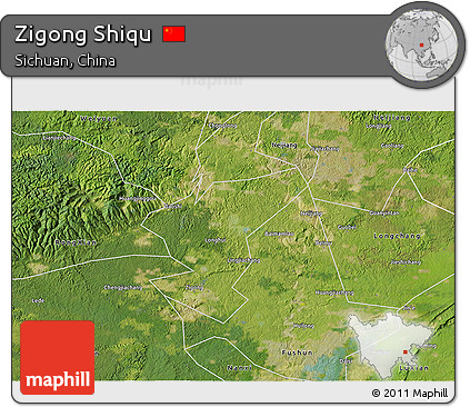 Satellite 3D Map of Zigong Shiqu