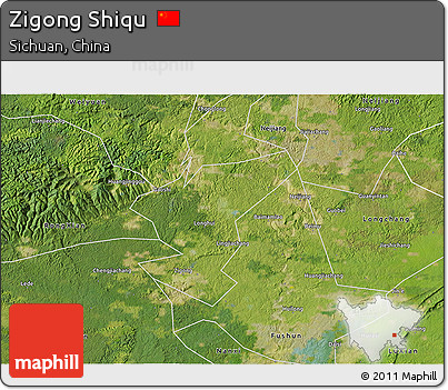 Satellite 3D Map of Zigong Shiqu