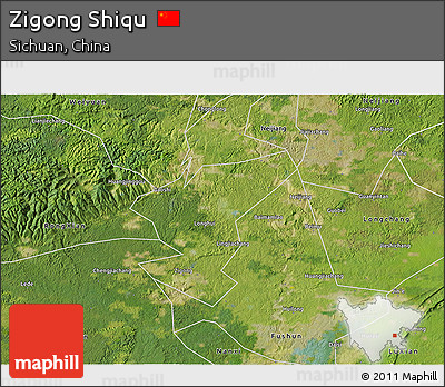 Satellite 3D Map of Zigong Shiqu