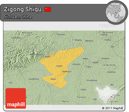 Savanna Style 3D Map of Zigong Shiqu