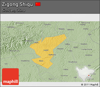 Savanna Style 3D Map of Zigong Shiqu