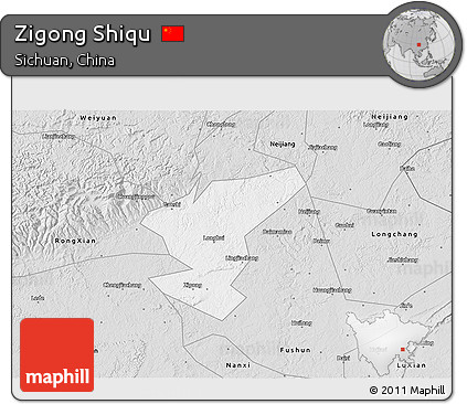 Silver Style 3D Map of Zigong Shiqu