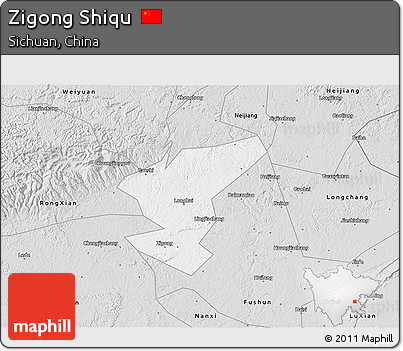 Silver Style 3D Map of Zigong Shiqu