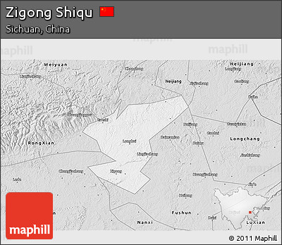 Silver Style 3D Map of Zigong Shiqu