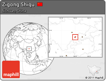 Blank Location Map of Zigong Shiqu