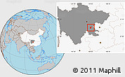 Gray Location Map of Zigong Shiqu, highlighted country, highlighted parent region