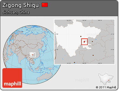 Gray Location Map of Zigong Shiqu, highlighted parent region