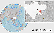 Gray Location Map of Zigong Shiqu, highlighted parent region, hill shading