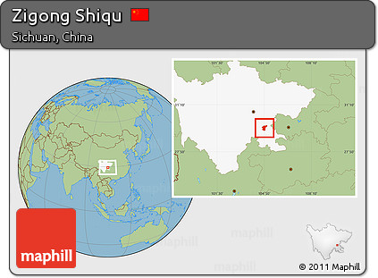 Savanna Style Location Map of Zigong Shiqu, highlighted parent region