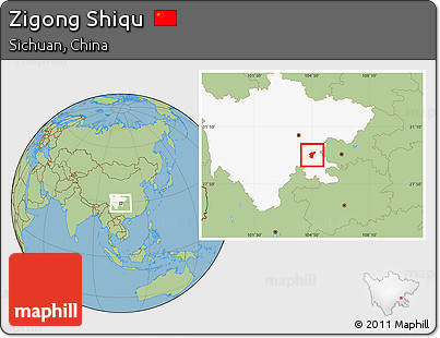 Savanna Style Location Map of Zigong Shiqu, highlighted parent region