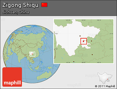 Savanna Style Location Map of Zigong Shiqu, highlighted parent region