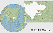 Savanna Style Location Map of Zigong Shiqu, highlighted parent region, hill shading