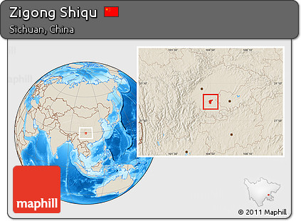 Shaded Relief Location Map of Zigong Shiqu