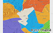 Shaded Relief Map of Zigong Shiqu, political outside