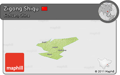 Physical Panoramic Map of Zigong Shiqu, single color outside