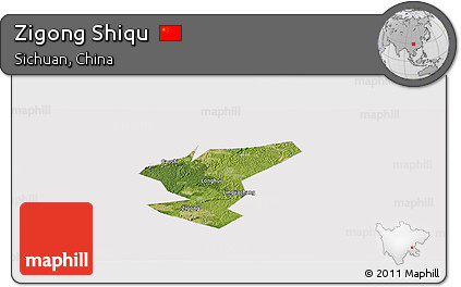 Satellite Panoramic Map of Zigong Shiqu, cropped outside