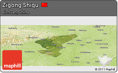 Satellite Panoramic Map of Zigong Shiqu, physical outside