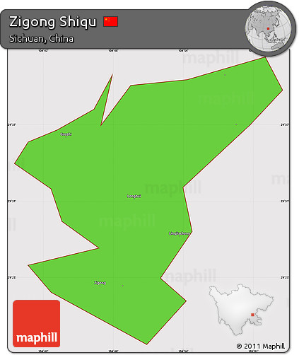 Political Simple Map of Zigong Shiqu, cropped outside