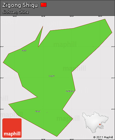 Political Simple Map of Zigong Shiqu, cropped outside