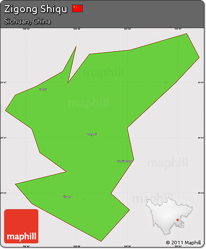 Political Simple Map of Zigong Shiqu, cropped outside