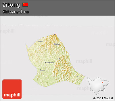 Physical 3D Map of Zitong, cropped outside