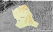 Physical 3D Map of Zitong, darken, desaturated