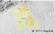 Physical 3D Map of Zitong, lighten, desaturated