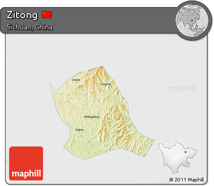Physical 3D Map of Zitong, single color outside
