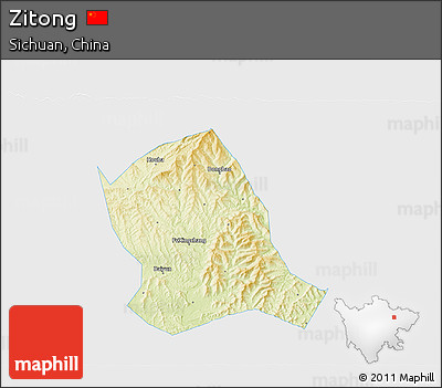 Physical 3D Map of Zitong, single color outside