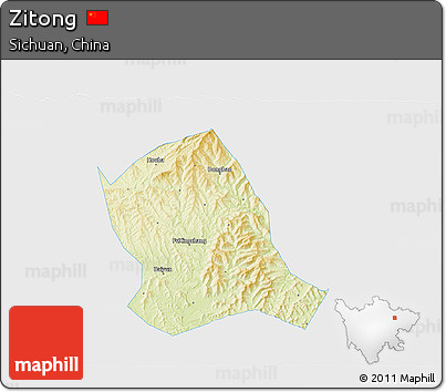 Physical 3D Map of Zitong, single color outside