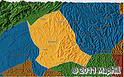 Political 3D Map of Zitong, darken