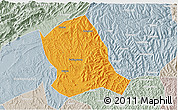 Political 3D Map of Zitong, lighten, semi-desaturated