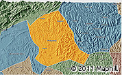Political 3D Map of Zitong, semi-desaturated