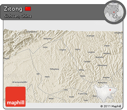 Shaded Relief 3D Map of Zitong