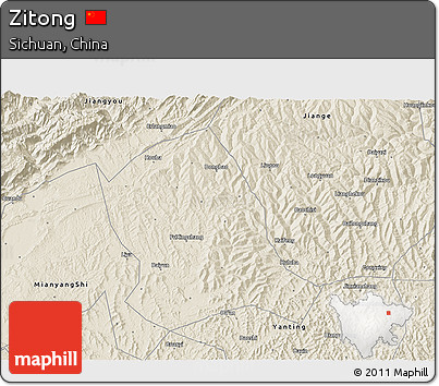 Shaded Relief 3D Map of Zitong