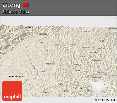 Shaded Relief 3D Map of Zitong