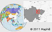 Political Location Map of Zitong, highlighted country, highlighted parent region