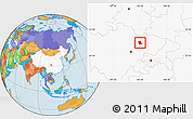 Political Location Map of Zitong, highlighted country