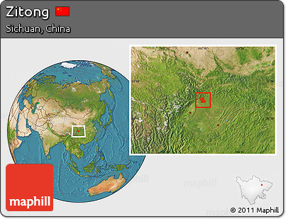 Satellite Location Map of Zitong