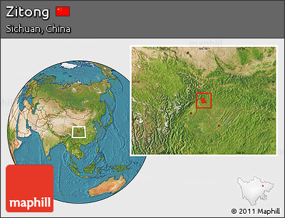 Satellite Location Map of Zitong
