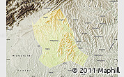 Physical Map of Zitong, semi-desaturated