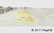 Physical Panoramic Map of Zitong, lighten, semi-desaturated