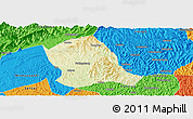 Physical Panoramic Map of Zitong, political outside