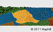 Political Panoramic Map of Zitong, darken