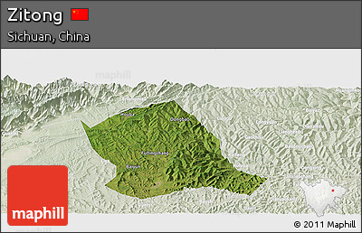 Satellite Panoramic Map of Zitong, lighten