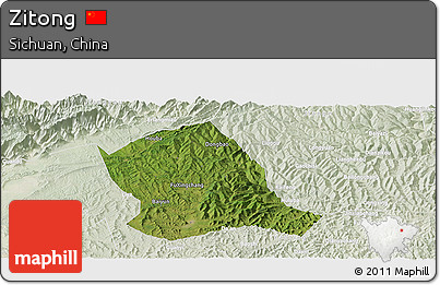 Satellite Panoramic Map of Zitong, lighten