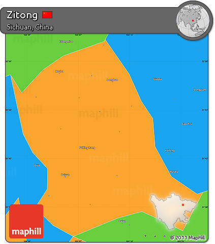 Political Simple Map of Zitong